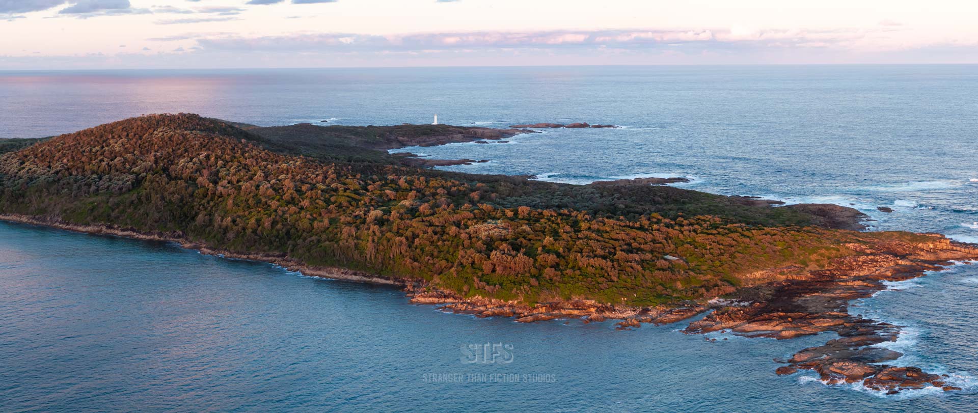 Panoramic Drone Image Of The Fingal Spit And Fingal Island In Port Stephens NSW