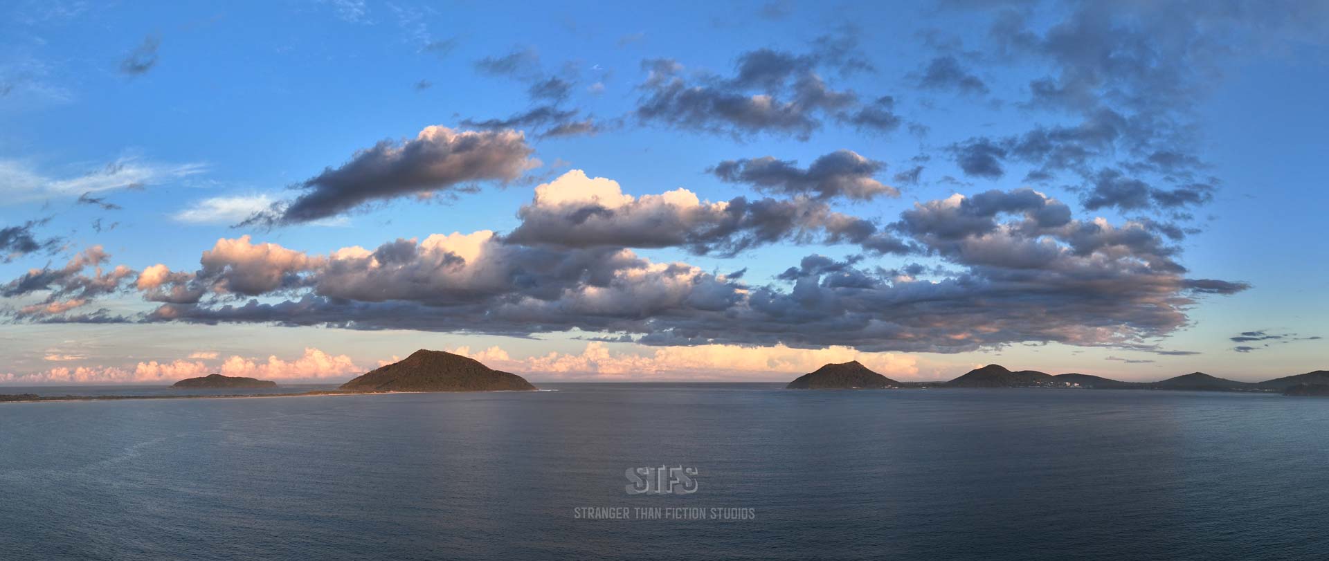 Panoramic Drone Image Of Tomaree Headland, Zenith Beach, Wreck Beach, Box Beach & Fingal Island.